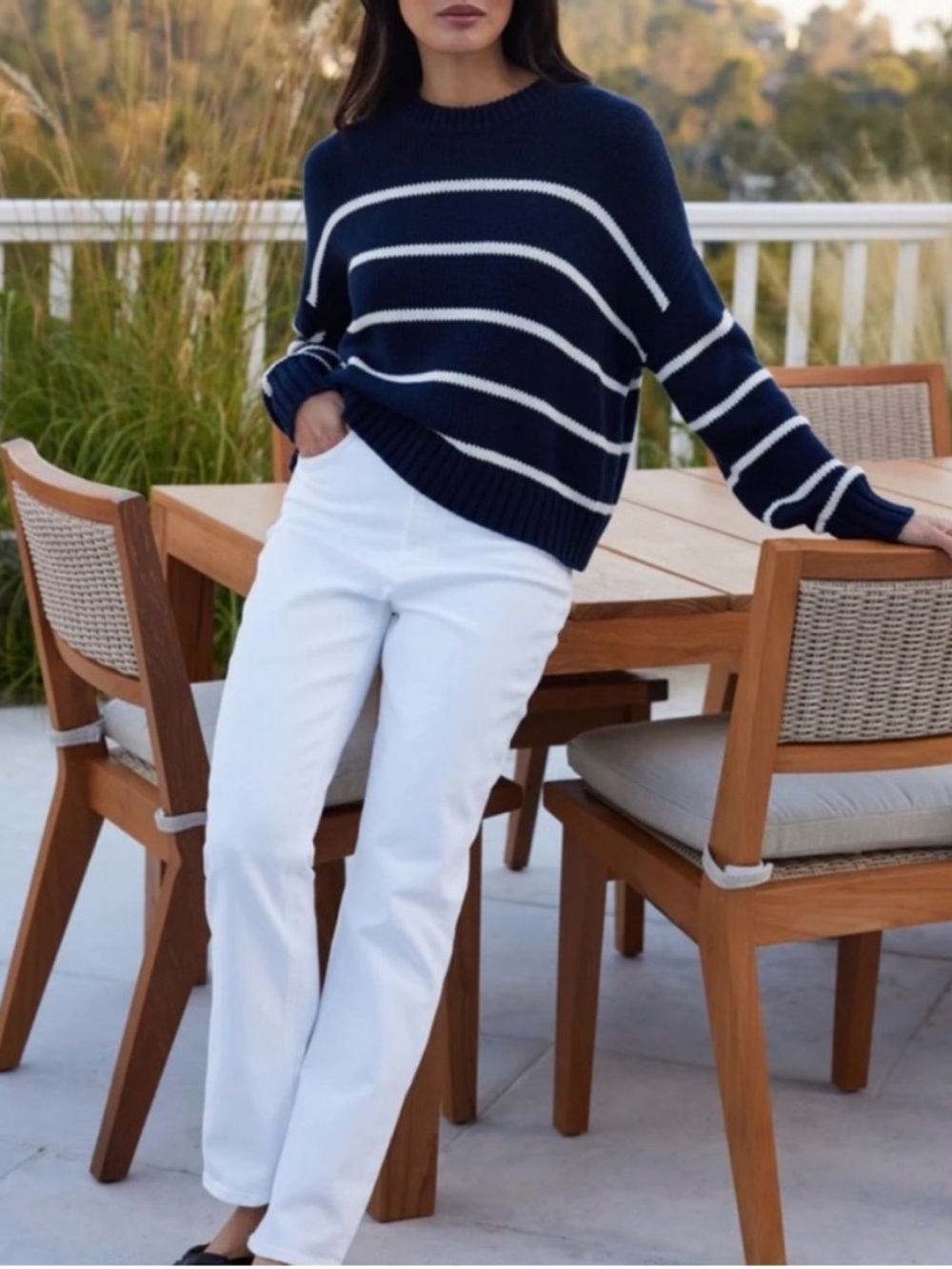 Jenni Kayne Chloe Navy and Cream Striped Sweater